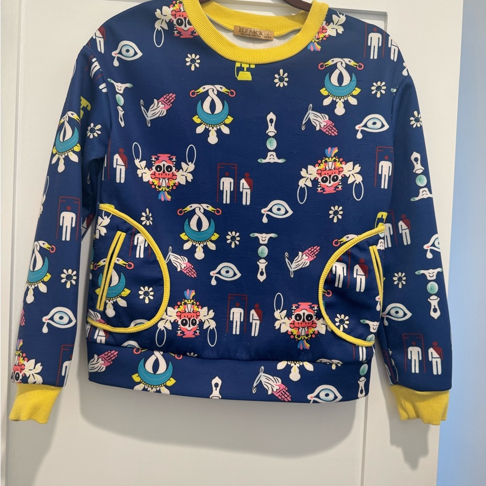 Vibrant Blue Kids Sweatshirt with Yellow Accents